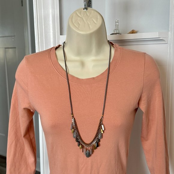 Silpada Courtyard Chic Suede Cord Necklace w Agate Pyrite Sterling Labradorite - Picture 6 of 7